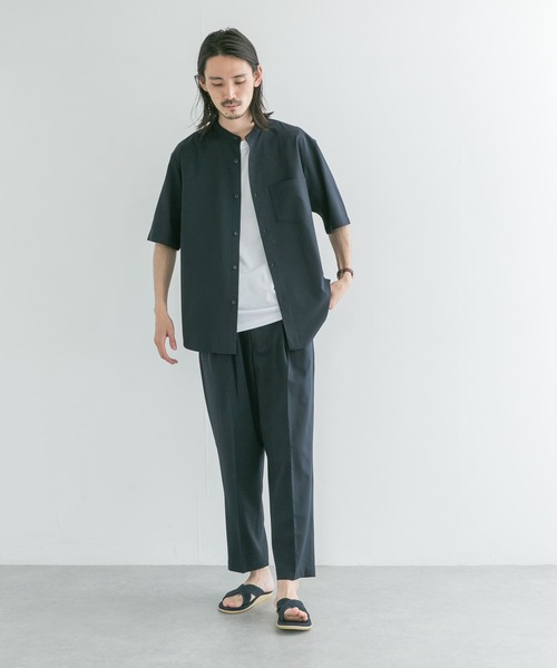 URBAN RESEARCH(アーバンリサーチ)の「WASHABLEウールショートスリーブバンドカラーシャツ(シャツ/ブラウス・メンズ・ライトグレー/ネイビー/グレー系その他・MEDIUM/LARGE)」の6枚目の写真