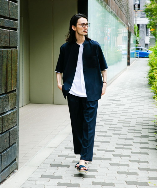 URBAN RESEARCH(アーバンリサーチ)の「WASHABLEウールショートスリーブバンドカラーシャツ(シャツ/ブラウス・メンズ・ライトグレー/ネイビー/グレー系その他・MEDIUM/LARGE)」の8枚目の写真