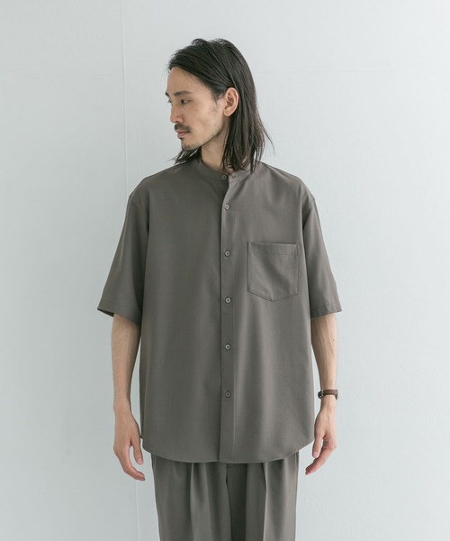 URBAN RESEARCH(アーバンリサーチ)の「WASHABLEウールショートスリーブバンドカラーシャツ(シャツ/ブラウス・メンズ・ライトグレー/ネイビー/グレー系その他・MEDIUM/LARGE)」の9枚目の写真