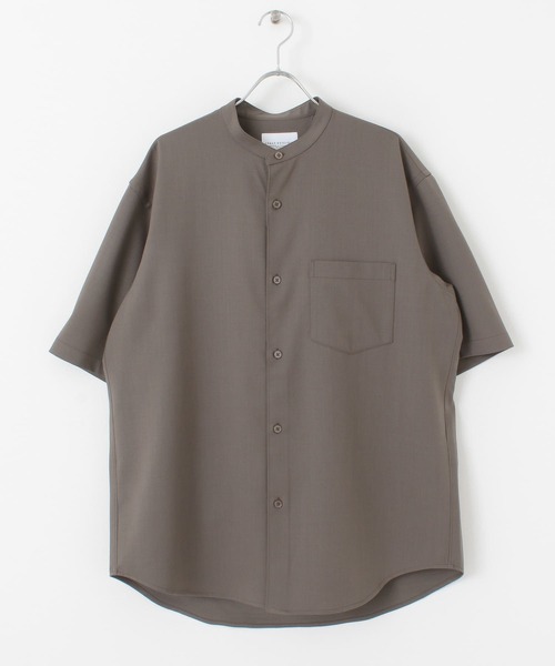 URBAN RESEARCH(アーバンリサーチ)の「WASHABLEウールショートスリーブバンドカラーシャツ(シャツ/ブラウス・メンズ・ライトグレー/ネイビー/グレー系その他・MEDIUM/LARGE)」の14枚目の写真