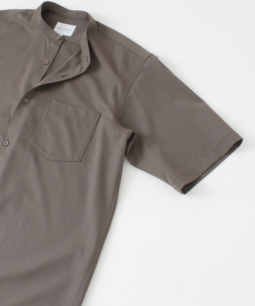 URBAN RESEARCH(アーバンリサーチ)の「WASHABLEウールショートスリーブバンドカラーシャツ(シャツ/ブラウス・メンズ・ライトグレー/ネイビー/グレー系その他・MEDIUM/LARGE)」の15枚目の写真