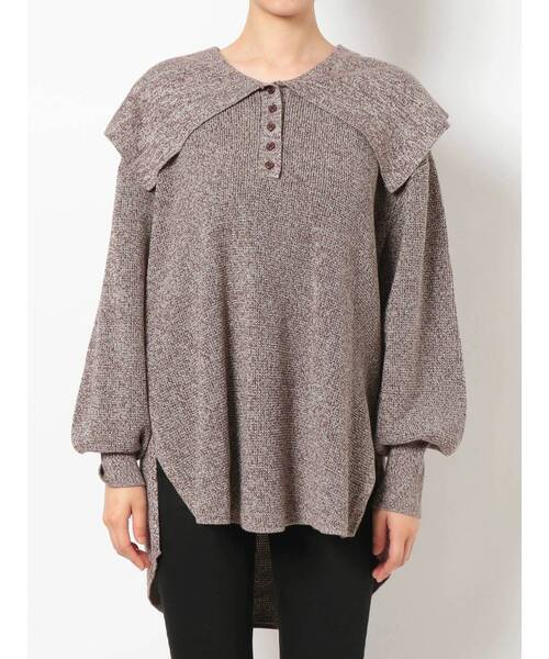 MURUA（ムルーア）の「ビッグカラールーズニット（ニット/セーター・レディース・ブラウン/イエロー・FREE）」の4枚目の写真