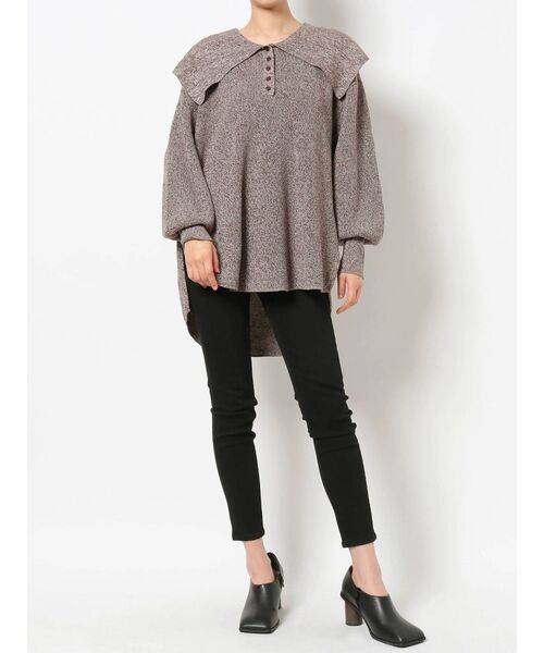 MURUA（ムルーア）の「ビッグカラールーズニット（ニット/セーター・レディース・ブラウン/イエロー・FREE）」の9枚目の写真