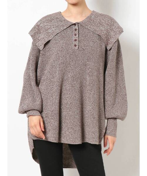 MURUA（ムルーア）の「ビッグカラールーズニット（ニット/セーター・レディース・ブラウン/イエロー・FREE）」の12枚目の写真