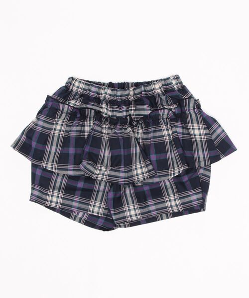 nino(ニノ)の「チェックギャザーペプラム ショートパンツ(その他パンツ・キッズ・ベージュ/ネイビー・140cm/150cm/130cm)」の2枚目の写真