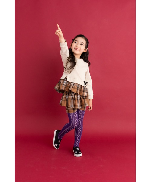 nino(ニノ)の「チェックギャザーペプラム ショートパンツ(その他パンツ・キッズ・ベージュ/ネイビー・140cm/150cm/130cm)」の5枚目の写真