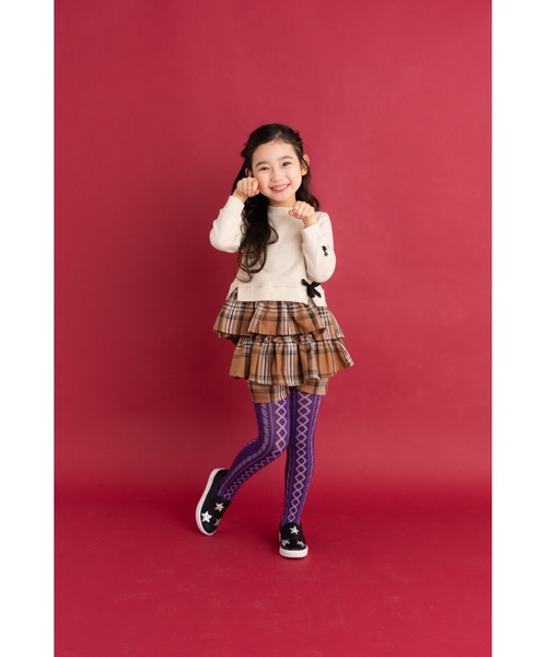 nino(ニノ)の「チェックギャザーペプラム ショートパンツ(その他パンツ・キッズ・ベージュ/ネイビー・140cm/150cm/130cm)」の6枚目の写真