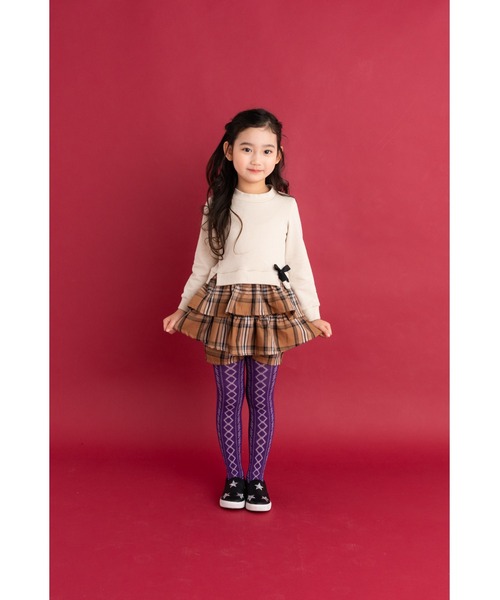 nino(ニノ)の「チェックギャザーペプラム ショートパンツ(その他パンツ・キッズ・ベージュ/ネイビー・140cm/150cm/130cm)」の7枚目の写真