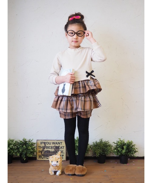 nino(ニノ)の「チェックギャザーペプラム ショートパンツ(その他パンツ・キッズ・ベージュ/ネイビー・140cm/150cm/130cm)」の17枚目の写真