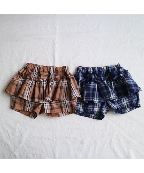 nino(ニノ)の「チェックギャザーペプラム ショートパンツ(その他パンツ・キッズ・ベージュ/ネイビー・140cm/150cm/130cm)」の14枚目の写真