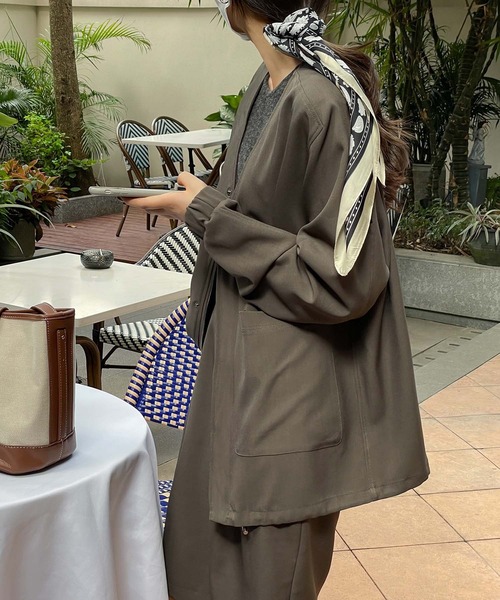 chuclla（チュクラ）の「【chuclla】Set-up collarless blouson chw21a048（ブルゾン・レディース・ブラック/モカ・S/L/M）」の7枚目の写真