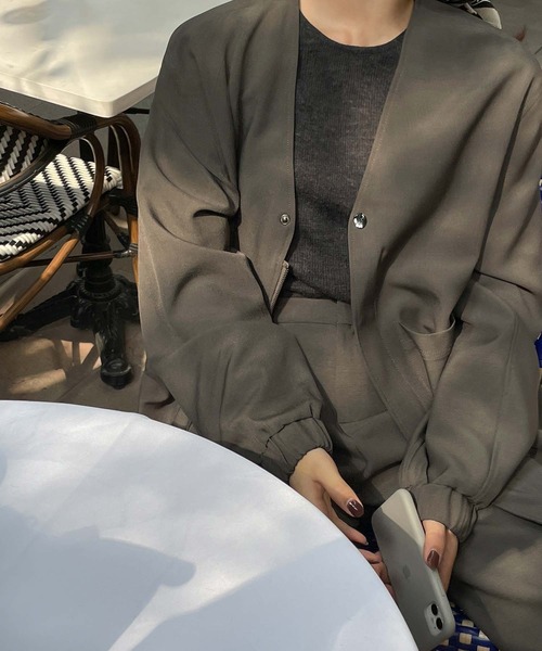 chuclla（チュクラ）の「【chuclla】Set-up collarless blouson chw21a048（ブルゾン・レディース・ブラック/モカ・S/L/M）」の9枚目の写真