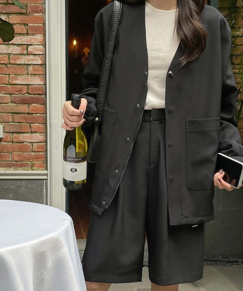 chuclla（チュクラ）の「【chuclla】Set-up collarless blouson chw21a048（ブルゾン・レディース・ブラック/モカ・S/L/M）」の11枚目の写真