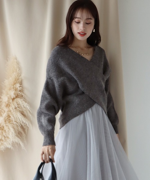 BLUEEAST(ブルーイースト)の「クロスニット(ニット/セーター・レディース・ブラック/グレー/ブラウン/アイボリー/カーキ/ブルー/ピンク/ベージュ/グレー系/ベージュ系・MEDIUM)」の20枚目の写真