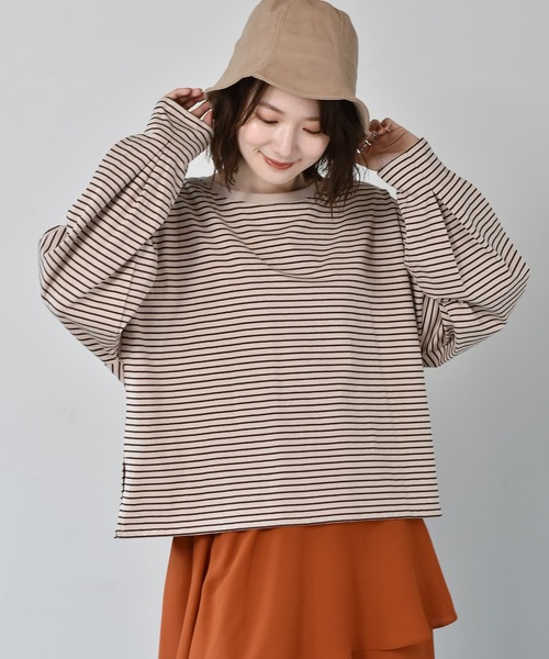 RETRO GIRL(レトロガール)の「カラフルボーダーTee(Tシャツ/カットソー・レディース・ベージュ/ピンク/ブルー/マスタード・FREE)」の1枚目の写真