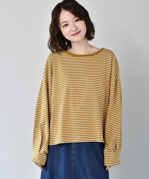 RETRO GIRL(レトロガール)の「カラフルボーダーTee(Tシャツ/カットソー・レディース・ベージュ/ピンク/ブルー/マスタード・FREE)」の3枚目の写真