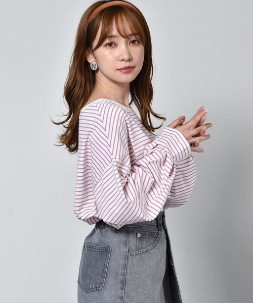 RETRO GIRL(レトロガール)の「カラフルボーダーTee(Tシャツ/カットソー・レディース・ベージュ/ピンク/ブルー/マスタード・FREE)」の22枚目の写真