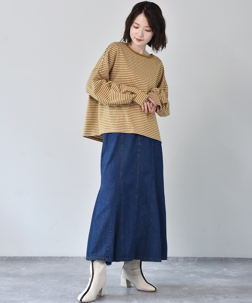 RETRO GIRL(レトロガール)の「カラフルボーダーTee(Tシャツ/カットソー・レディース・ベージュ/ピンク/ブルー/マスタード・FREE)」の12枚目の写真