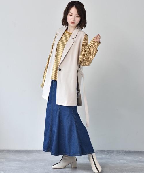 RETRO GIRL(レトロガール)の「カラフルボーダーTee(Tシャツ/カットソー・レディース・ベージュ/ピンク/ブルー/マスタード・FREE)」の13枚目の写真