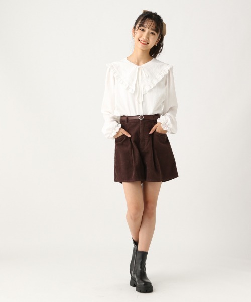 repipi armario（レピピ アルマリオ）の「コーデュロイハイウエストタックショートパンツ（その他パンツ・キッズ・ホワイト/ミント/ブラウン・LARGE/SMALL/MEDIUM）」の11枚目の写真