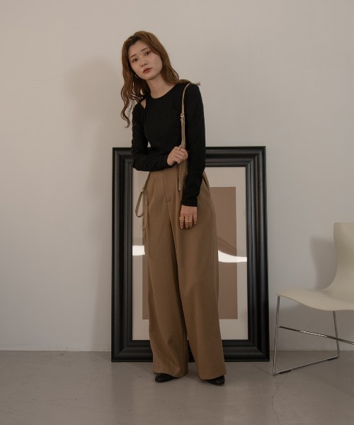 Amiur（エミレ）の「one open shoulder rib tops（その他トップス・レディース・ベージュ/カーキ/ブラック・FREE）」の21枚目の写真