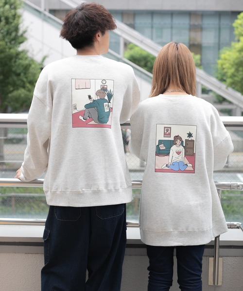 PairPair(ペアペア)の「チャージ合わせ絵スウェット(ユニセックス)(スウェット・レディース・グリーン/ブルー系その他/グリーン系その他/オートミール/ナチュラル/グレイッシュブルー・FREE)」の2枚目の写真