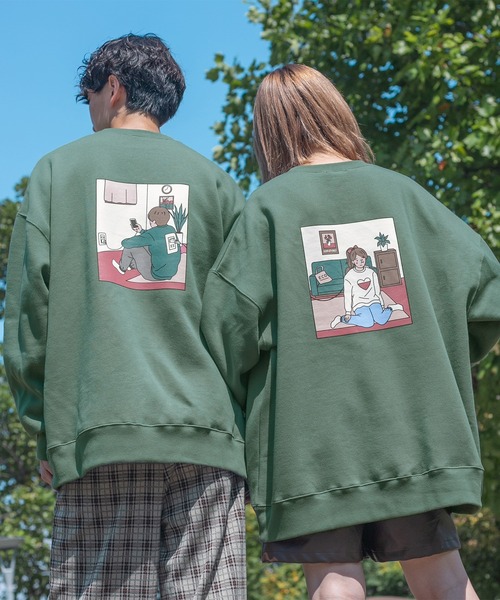 PairPair(ペアペア)の「チャージ合わせ絵スウェット(ユニセックス)(スウェット・レディース・グリーン/ブルー系その他/グリーン系その他/オートミール/ナチュラル/グレイッシュブルー・FREE)」の4枚目の写真