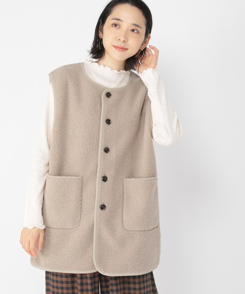 studio CLIP（スタディオクリップ）の「モコモコボアベスト（ベスト・レディース・ベージュ/アイボリー・FREE）」の2枚目の写真