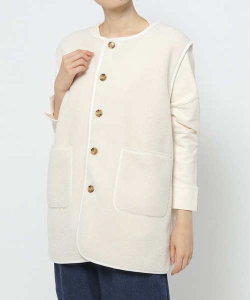 studio CLIP（スタディオクリップ）の「モコモコボアベスト（ベスト・レディース・ベージュ/アイボリー・FREE）」の13枚目の写真