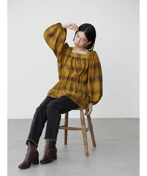 AMERICAN HOLIC(アメリカンホリック)の「シフォンギャザーブラウス(シャツ/ブラウス・レディース・チェック/ブラック・M/L)」の17枚目の写真