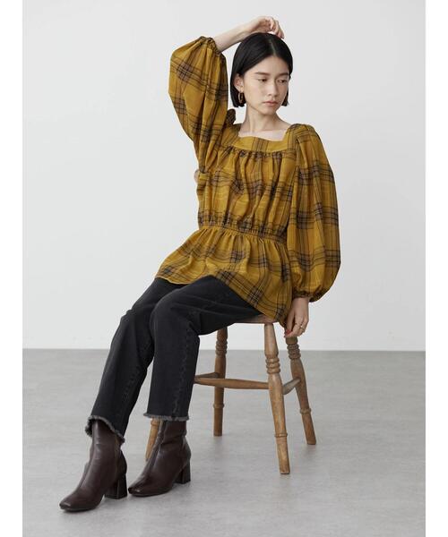 AMERICAN HOLIC(アメリカンホリック)の「シフォンギャザーブラウス(シャツ/ブラウス・レディース・チェック/ブラック・M/L)」の16枚目の写真
