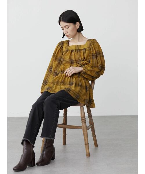 AMERICAN HOLIC(アメリカンホリック)の「シフォンギャザーブラウス(シャツ/ブラウス・レディース・チェック/ブラック・M/L)」の15枚目の写真