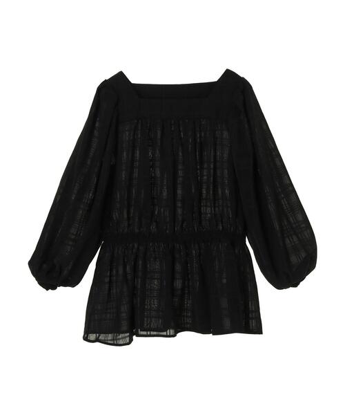 AMERICAN HOLIC(アメリカンホリック)の「シフォンギャザーブラウス(シャツ/ブラウス・レディース・チェック/ブラック・M/L)」の6枚目の写真