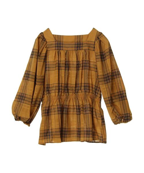 AMERICAN HOLIC(アメリカンホリック)の「シフォンギャザーブラウス(シャツ/ブラウス・レディース・チェック/ブラック・M/L)」の5枚目の写真