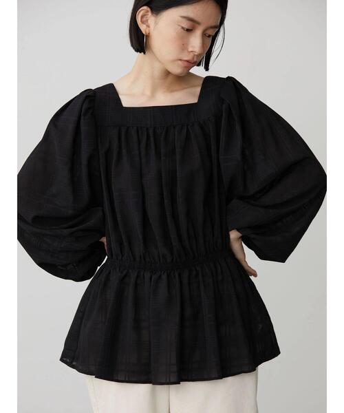 AMERICAN HOLIC(アメリカンホリック)の「シフォンギャザーブラウス(シャツ/ブラウス・レディース・チェック/ブラック・M/L)」の1枚目の写真