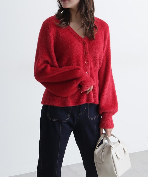 FREE'S MART(フリーズマート)の「◆ショートシャギーペプラムニットカーディガン(カーディガン/ボレロ・レディース・ホワイト/ベージュ/レッド/ブルー・FREE)」の4枚目の写真