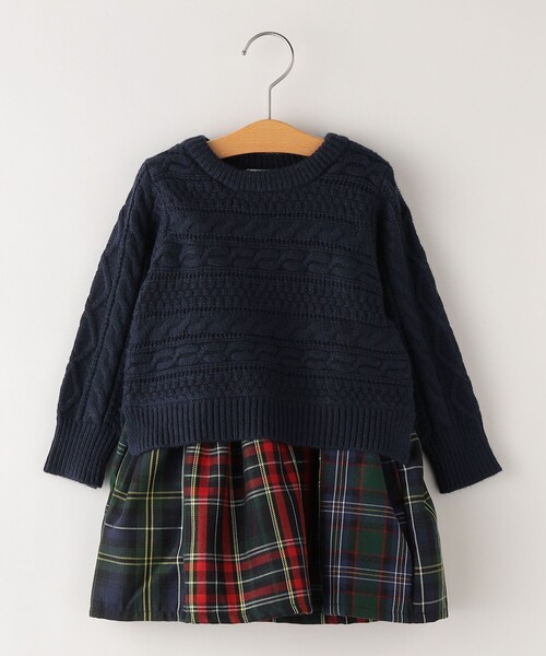 SHIPS KIDS:〈洗濯機可能〉シルキーニット レイヤー ワンピース(90cm)