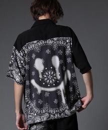 STUD MUFFIN | mhs1756-バンダナ柄-無地TRサテン SSワイドシャツ(シャツ/ブラウス)