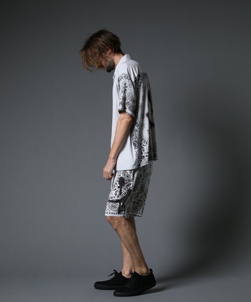STUD MUFFIN（スタッドマフィン）の「mhs1756-バンダナ柄-無地TRサテン SSワイドシャツ（シャツ/ブラウス・メンズ・ライトグレー/ブラック・2/3）」の18枚目の写真