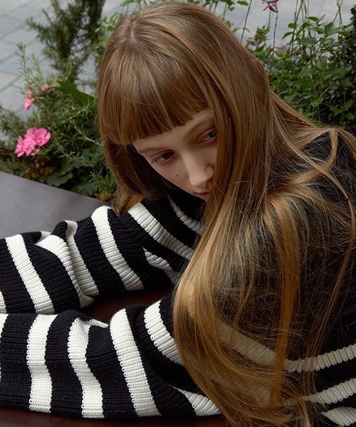 Fano Studios(ファノ ストゥディオズ)の「【Fano Studios】Zipper lapel stripe rib knit FD21S104(ニット/セーター・レディース・ブラック・S/L/M)」の16枚目の写真