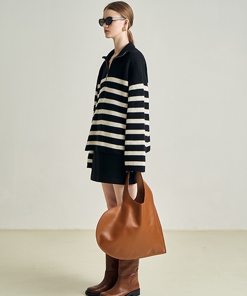 Fano Studios(ファノ ストゥディオズ)の「【Fano Studios】Zipper lapel stripe rib knit FD21S104(ニット/セーター・レディース・ブラック・S/L/M)」の18枚目の写真