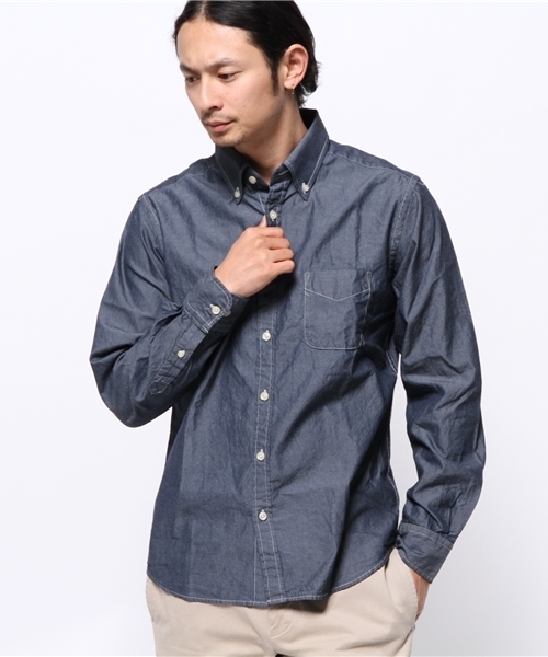 OUTLET（アウトレット）の「【CIAOPANIC TYPY】リファインダンガリーボタンダウン（シャツ/ブラウス・メンズ・ブルー/ネイビー・MEDIUM/LARGE）」の2枚目の写真