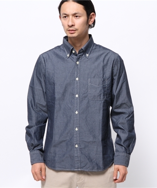 OUTLET（アウトレット）の「【CIAOPANIC TYPY】リファインダンガリーボタンダウン（シャツ/ブラウス・メンズ・ブルー/ネイビー・MEDIUM/LARGE）」の3枚目の写真