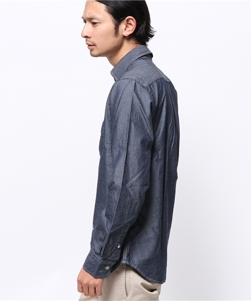 OUTLET（アウトレット）の「【CIAOPANIC TYPY】リファインダンガリーボタンダウン（シャツ/ブラウス・メンズ・ブルー/ネイビー・MEDIUM/LARGE）」の4枚目の写真