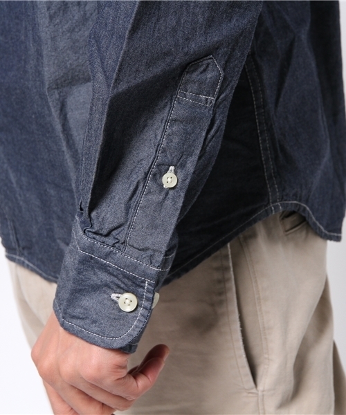 OUTLET（アウトレット）の「【CIAOPANIC TYPY】リファインダンガリーボタンダウン（シャツ/ブラウス・メンズ・ブルー/ネイビー・MEDIUM/LARGE）」の7枚目の写真
