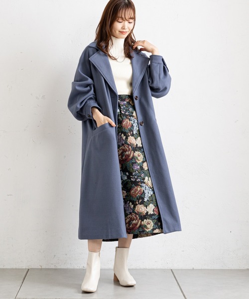 prose verse（プロズヴェール）の「ボリューム袖ラグランコート（チェスターコート・レディース・モカ/ブルー/ブラック/アイボリー・MEDIUM/LARGE）」の2枚目の写真