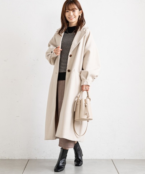 prose verse（プロズヴェール）の「ボリューム袖ラグランコート（チェスターコート・レディース・モカ/ブルー/ブラック/アイボリー・MEDIUM/LARGE）」の3枚目の写真