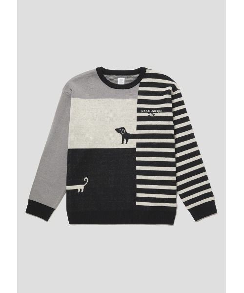 Design Tshirts Store graniph（デザイン　ティーシャツ　ストア　グラニフ）の「ナガスギルイヌ｜グラフィックジャカードニット（ニット/セーター・メンズ・ブラック・SMALL/MEDIUM/LARGE）」の7枚目の写真