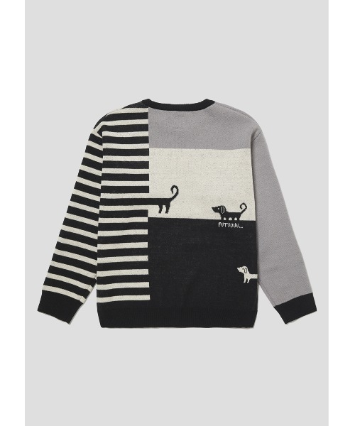 Design Tshirts Store graniph（デザイン　ティーシャツ　ストア　グラニフ）の「ナガスギルイヌ｜グラフィックジャカードニット（ニット/セーター・メンズ・ブラック・SMALL/MEDIUM/LARGE）」の6枚目の写真