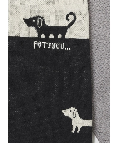 Design Tshirts Store graniph（デザイン　ティーシャツ　ストア　グラニフ）の「ナガスギルイヌ｜グラフィックジャカードニット（ニット/セーター・メンズ・ブラック・SMALL/MEDIUM/LARGE）」の3枚目の写真